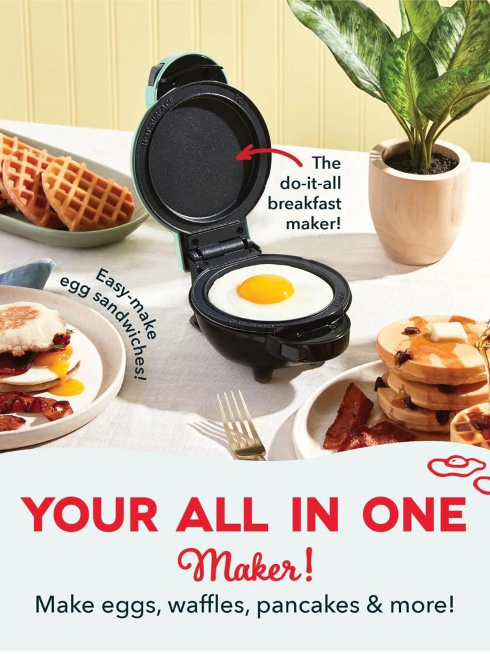 Dash MultiMaker Mini System-Mini Waffle Maker, 4-Removable Griddle Plates+EXTRAS - Picture 4 of 10